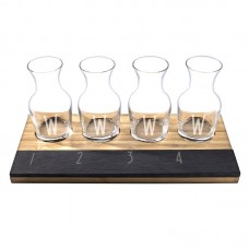 Cathys Concepts 6 Piece Personalized Bamboo and Slate Wine Tasting Flight Decanter Set YCT3314